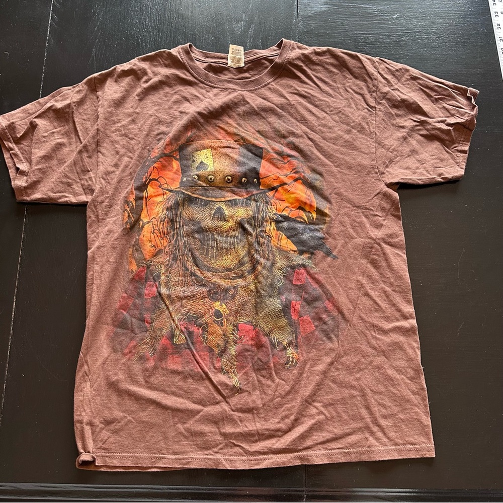 Retro Large Y2K Brown Graphic Men’s T-Shirt Skull Death L.A Tee T-Shirt Fruit